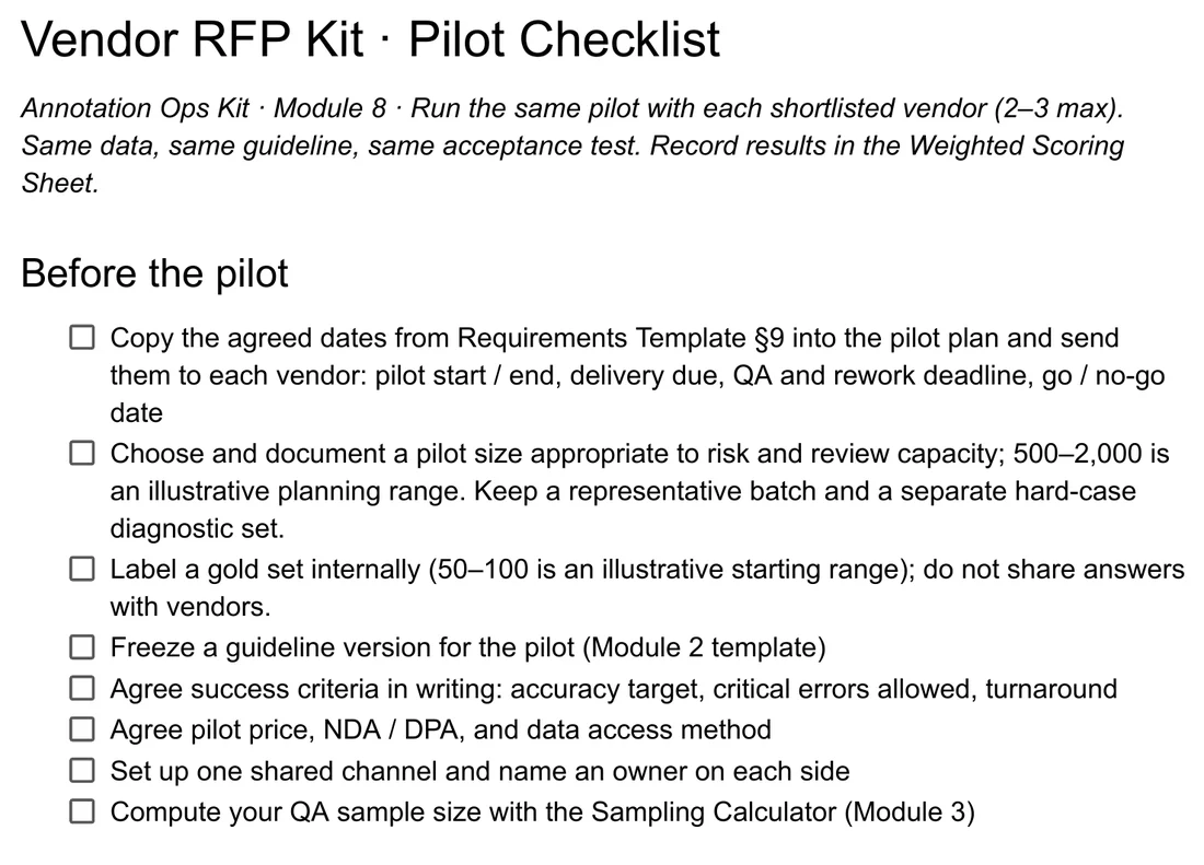 Pilot Checklist first page